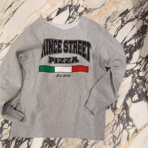 PRINCE STREET PIZZA cut shoulder one size sweatshirt sz  medium